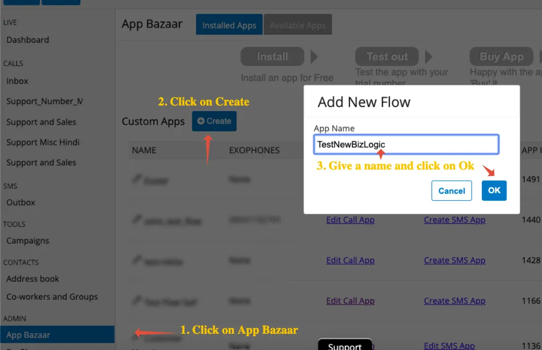 Create a new app named TestNewBizLogic