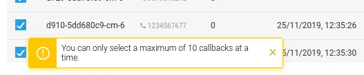 Figure: Toast Notification shows the error when the callbacks more than the limit are being tried