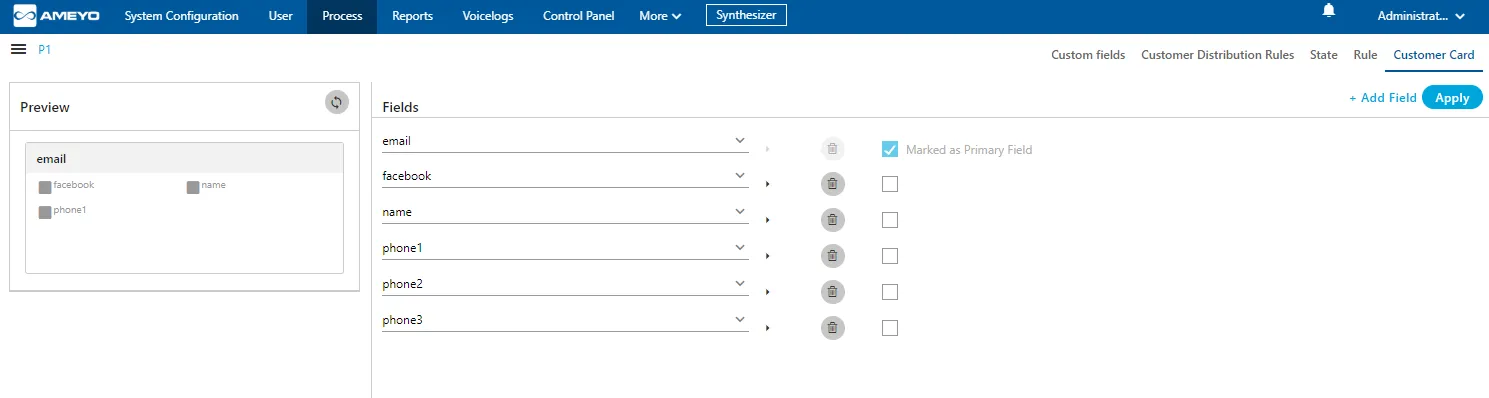 Figure: Customer Card Tab