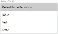 Figure: Select table definition