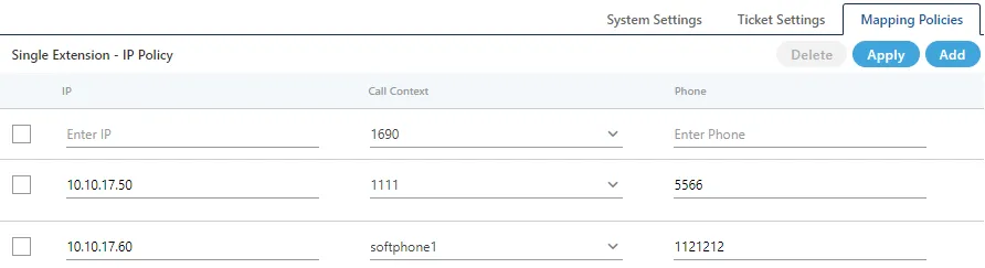 Figure: Configure Mapping Policy of "IP Based User Call Leg Details Provider