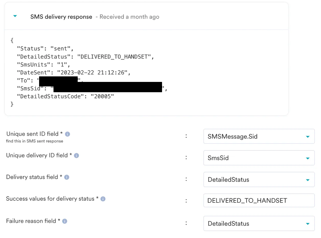 MoEngage delivery response field mapping screen