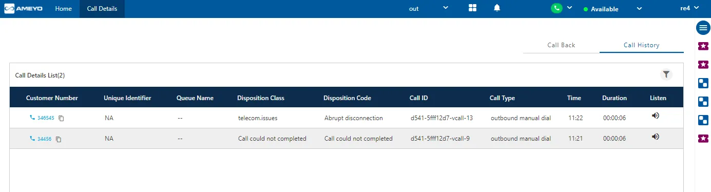 Figure: Call History Figure: Call History