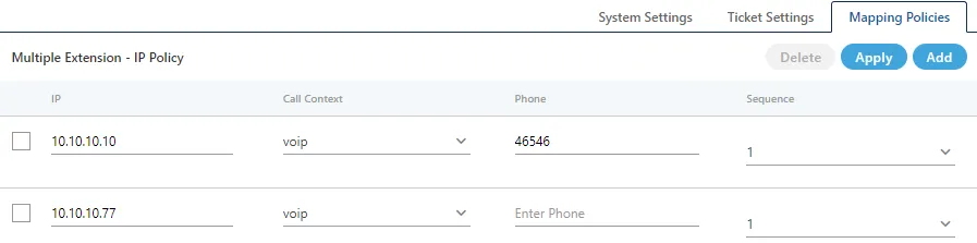 Figure: Configure Mapping Policy of "IP Multiple User Call Leg Details Provider