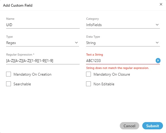 Figure: Failed Validation of the test value