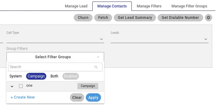 Figure: Campaign Filter Groups