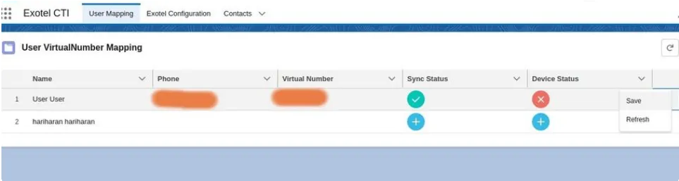 Save/Refresh dropdown for agent number