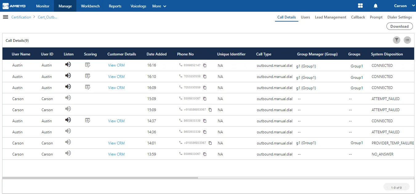 Figure: Manage Outbound Campaign