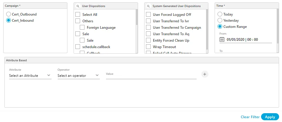 Figure: Call History Filters Figure: Call History Filters