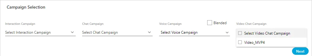 Figure: Video Chat Campaign Selection