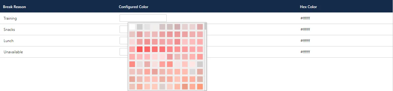 Figure: Color Selection pop-up