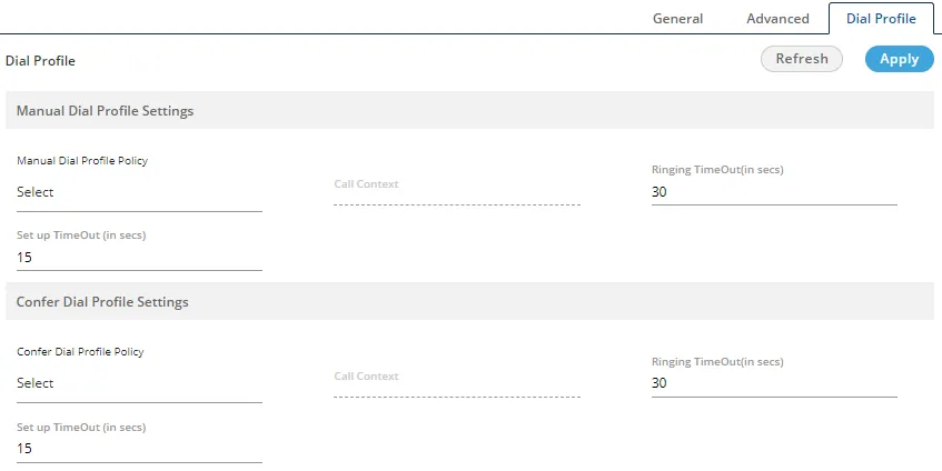 Figure: Dial Profile Settings
