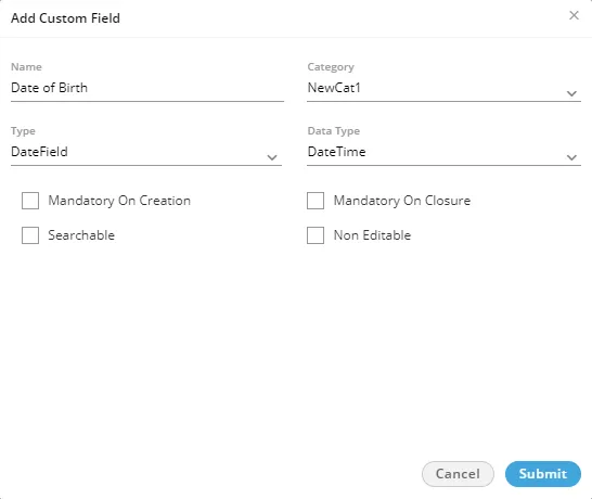 Figure: Custom Date Field