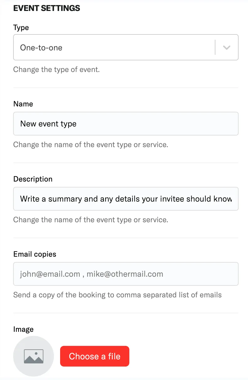 Event settings