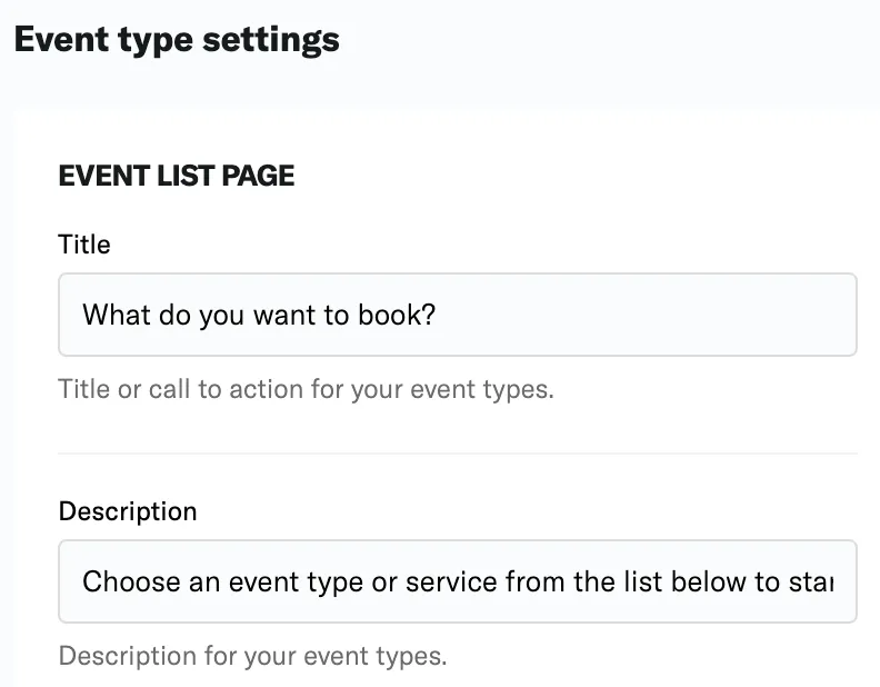 Event type setting