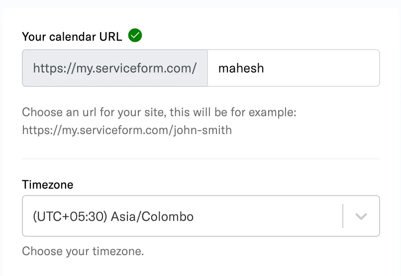 Calender URL and Timezone