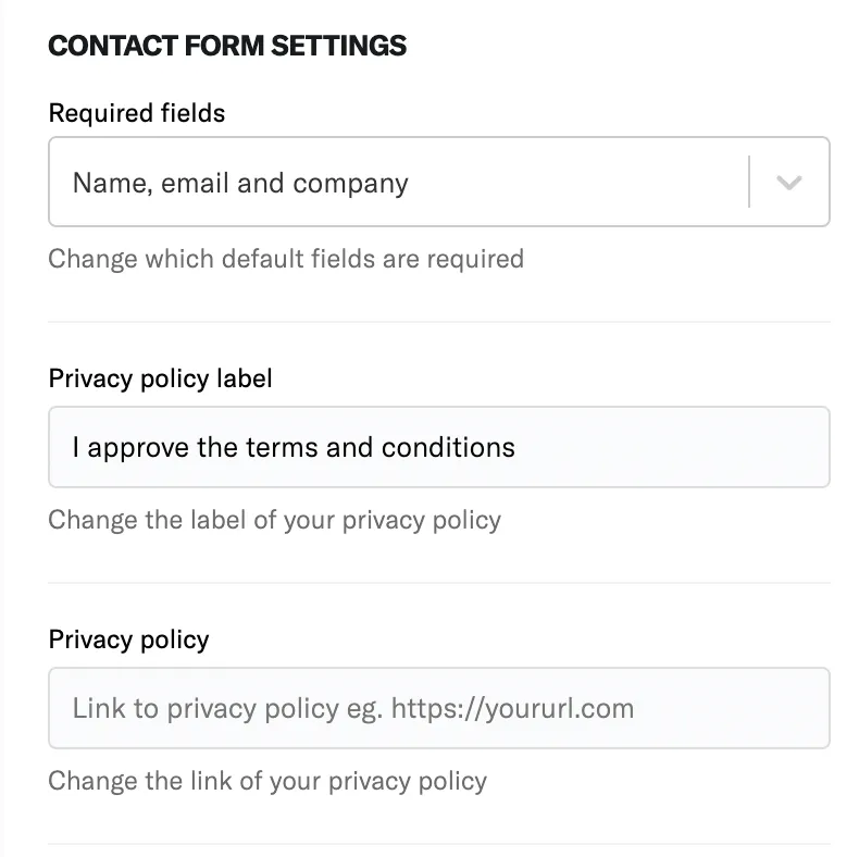 Contact form settings