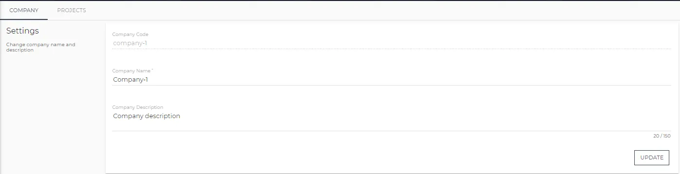  Company tab: Settings