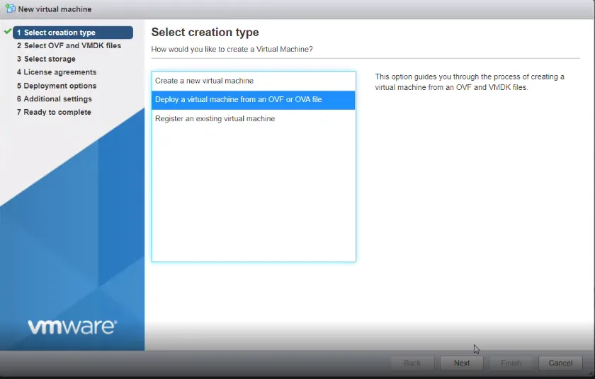 Select creation type panel