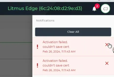 Activation failed. couldn't save cert Activation failed. couldn't save cert