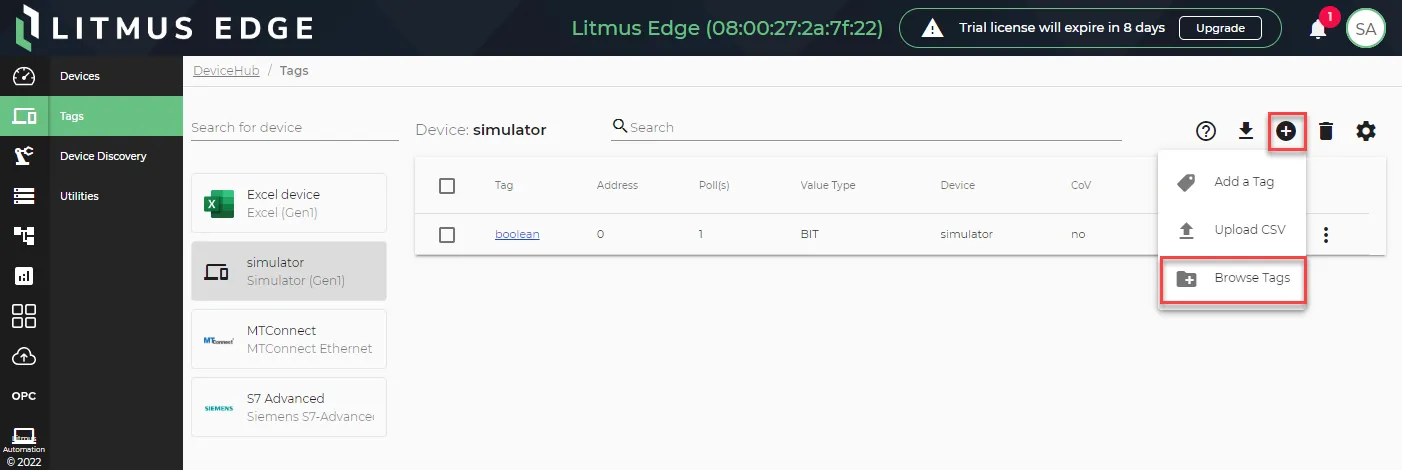Browse Tags option