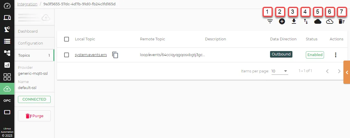 Connector Topic options