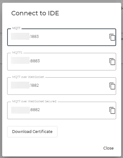 Connection parameters for MQTT connections Connection parameters for MQTT connections