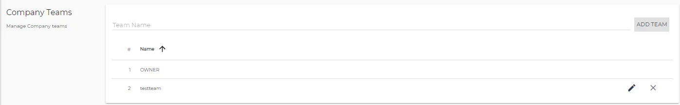 Company tab : Company Teams