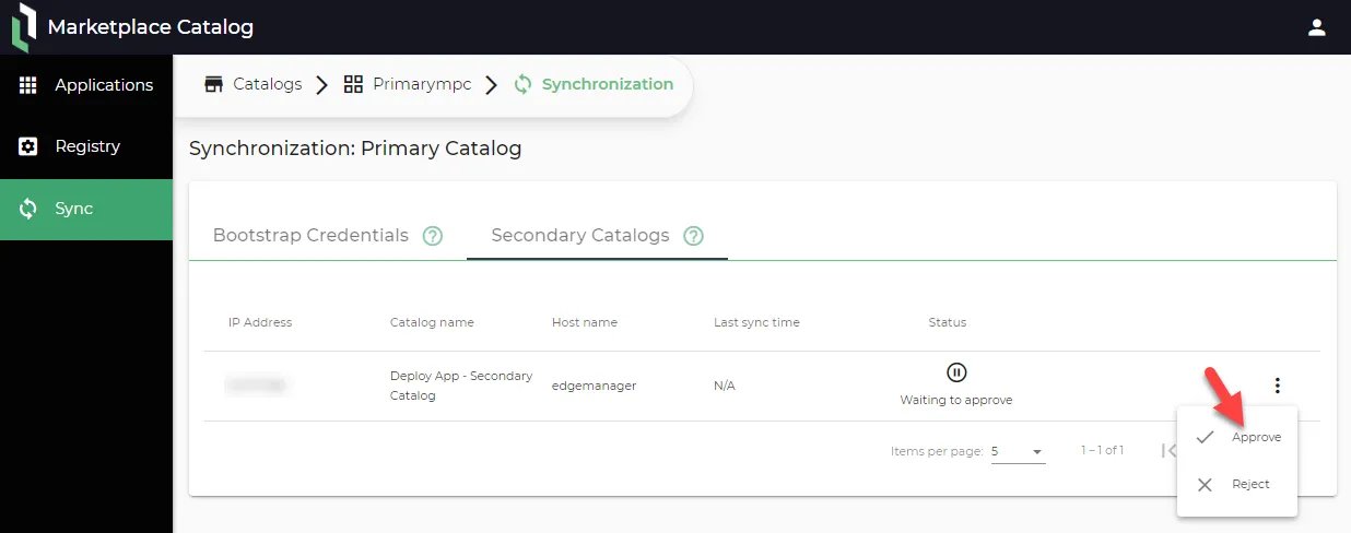 Approve connection request for sync
