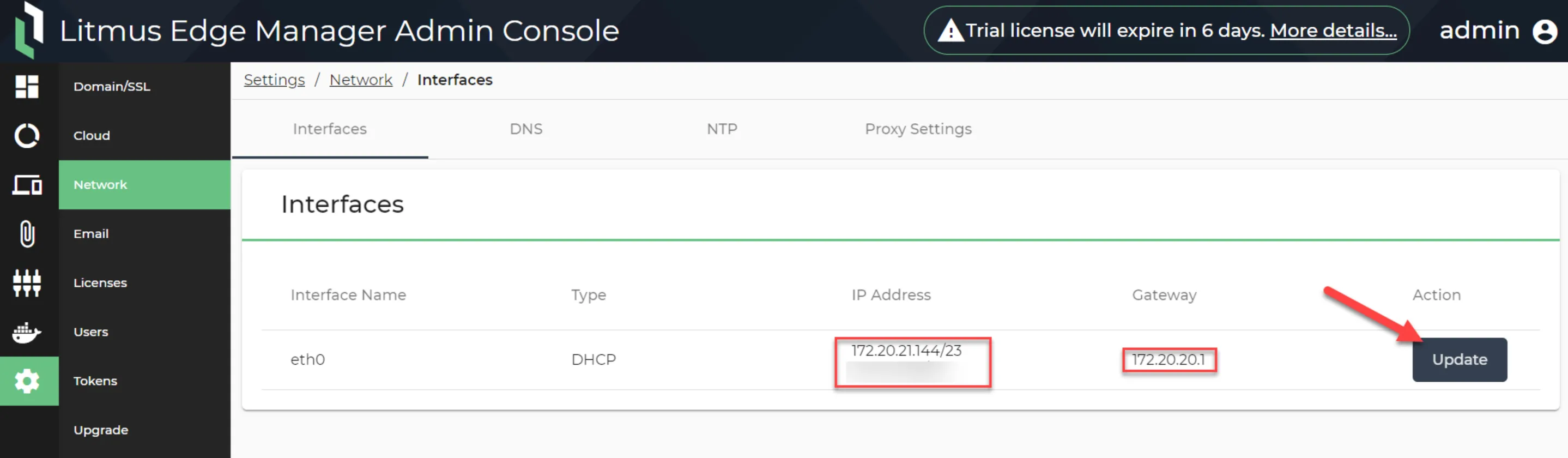 Updating interface