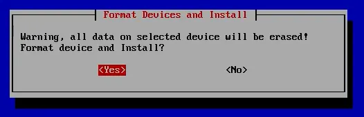 Warning message for installatio
