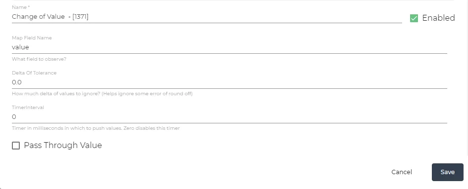 Change of Value parameters Change of Value parameters