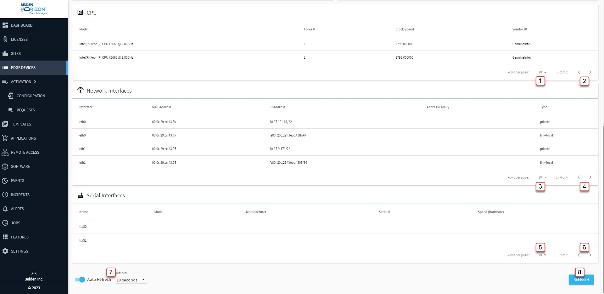 Belden Horizon Data Manager User UI : Edge Device Details : Details tab 2/2 Belden Horizon Data Manager User UI : Edge Device Details : Details tab 2/2