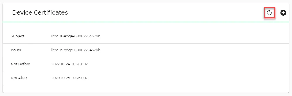 Reset to self-signed device certificate icon Reset to self-signed device certificate icon