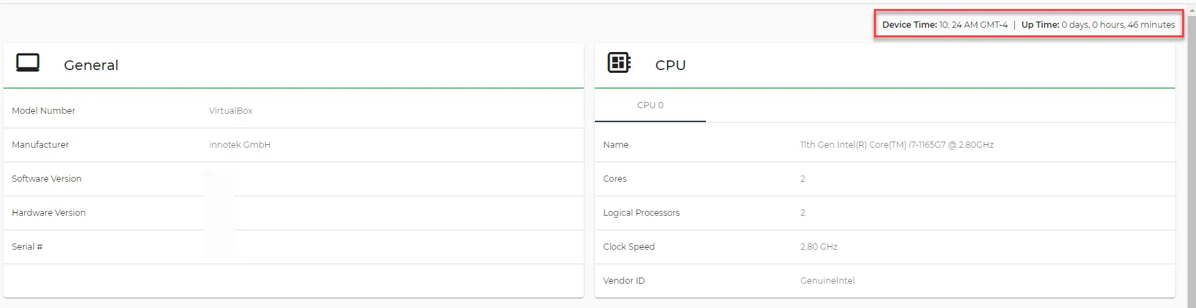 Device Time and Up Time