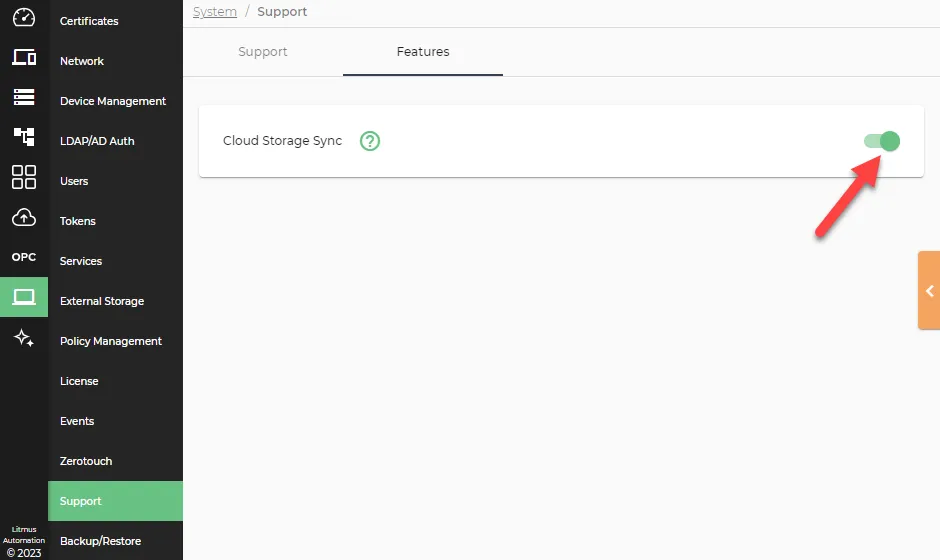Cloud Storage Sync toggle