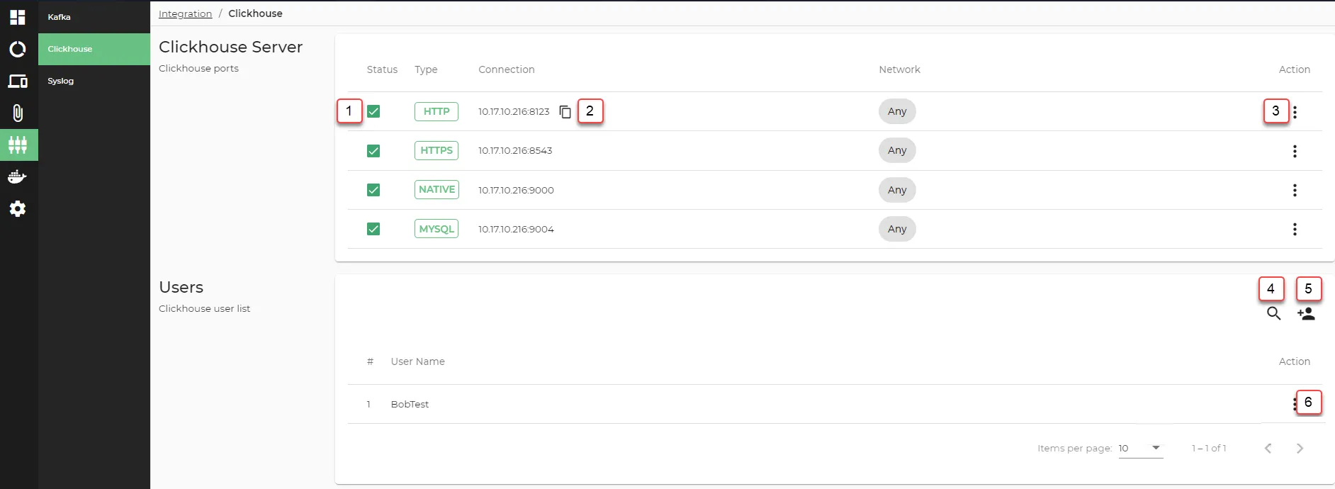 Litmus Edge Manager Admin Console: Clickhouse 1/2