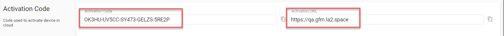 Manufacturing Connect User UI : Activation Configs : Activation Config 7/7 Retrieve activation code/URL Manufacturing Connect User UI : Activation Configs : Activation Config 7/7 Retrieve activation code/URL