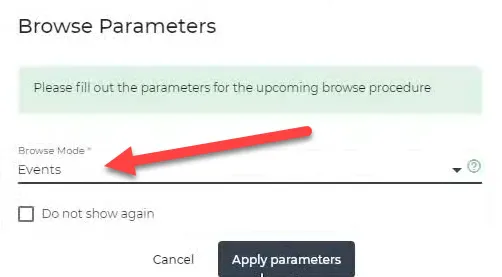 Browse Parameters dialog box