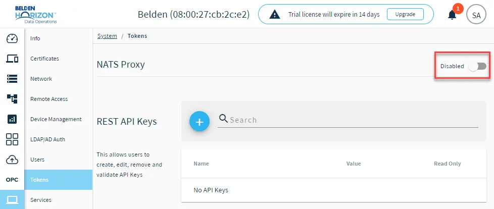 Enable/Disable toggle for NATS Proxy