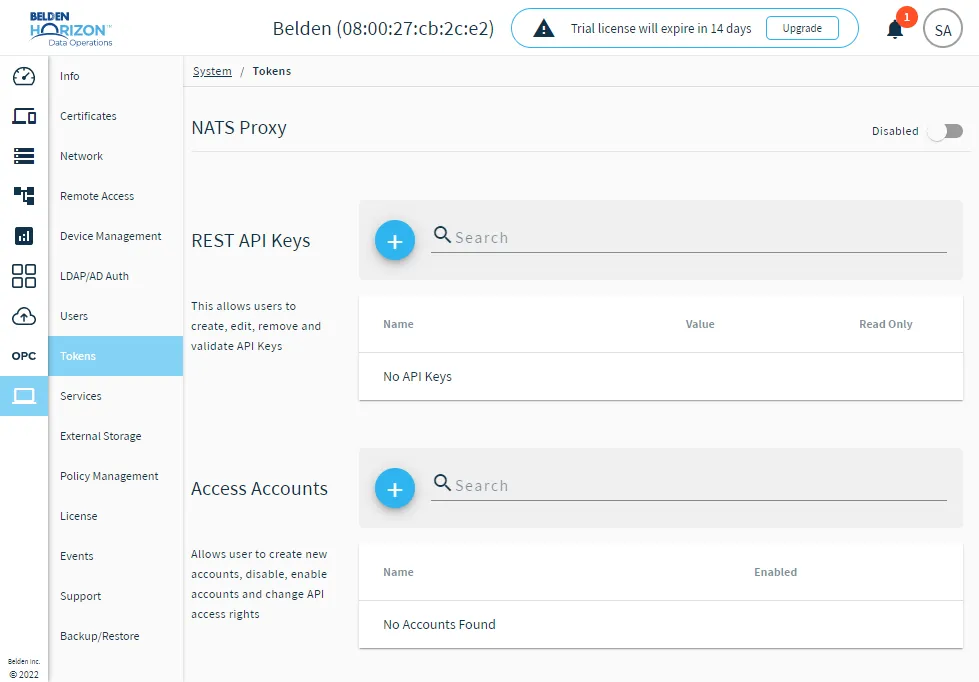 The NATS Proxy pane