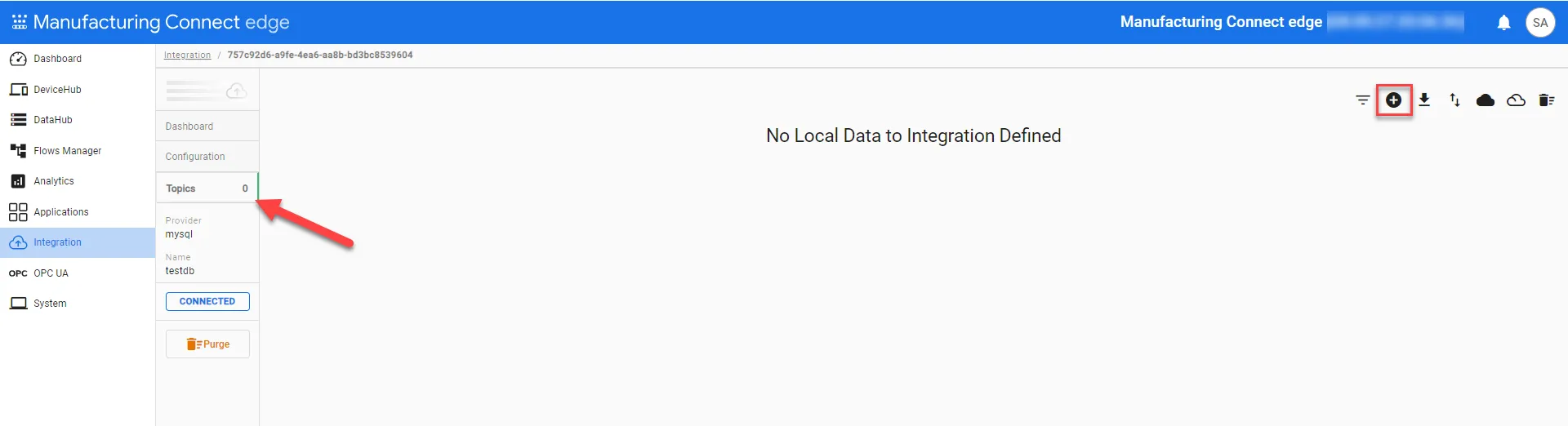 Integration > Topics pane