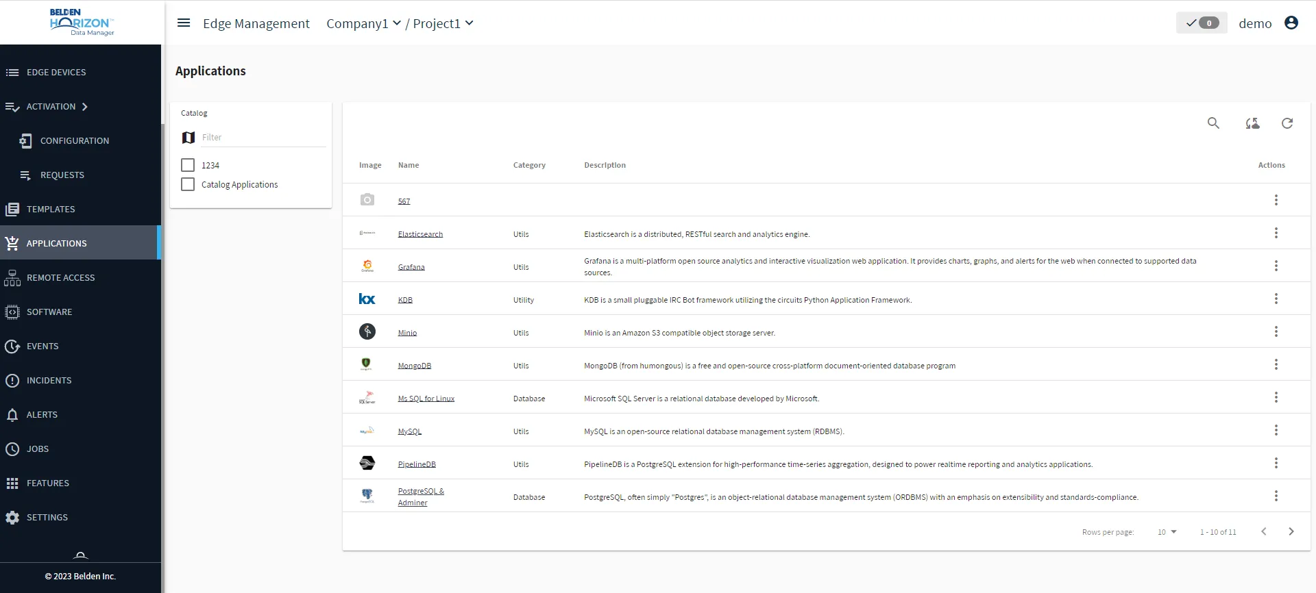 Belden Horizon Data Manager User UI : Applications Belden Horizon Data Manager User UI : Applications