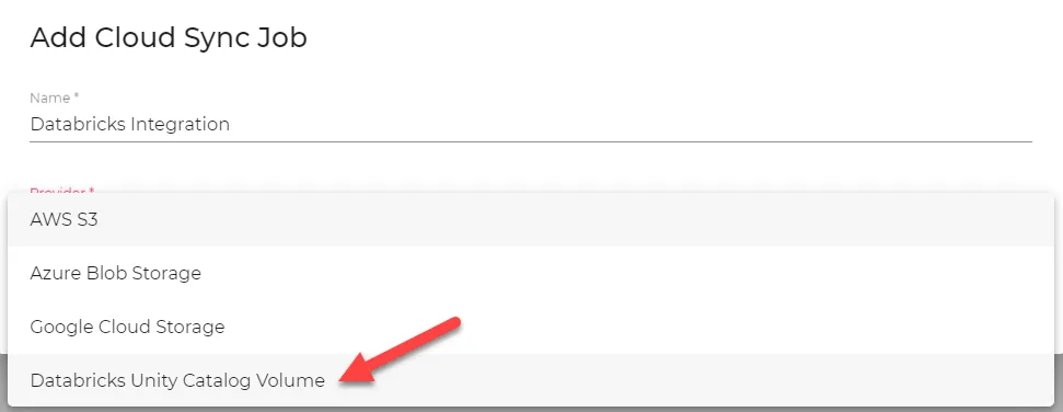 Add Cloud Sync Job dialog box