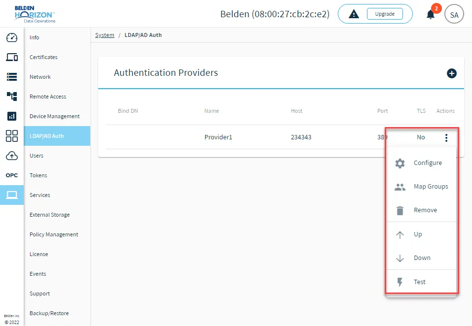 Management options for LDAP providers Management options for LDAP providers
