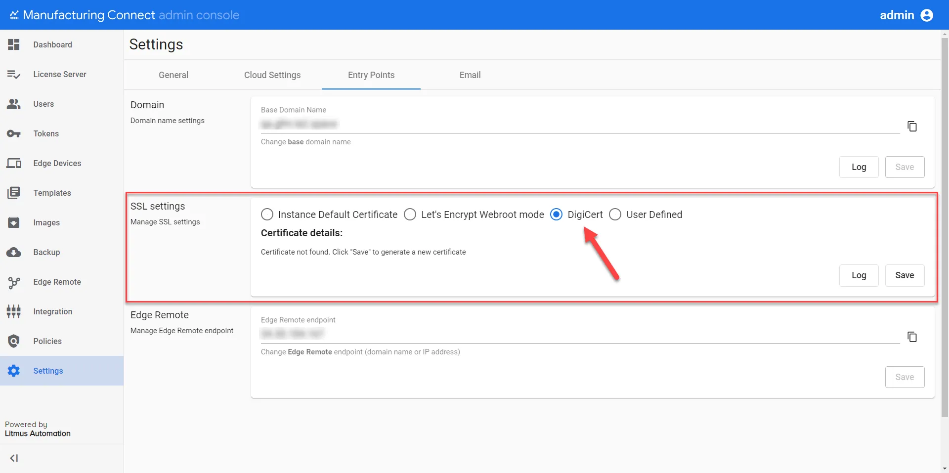 Entry Points Settings Page Entry Points Settings Page
