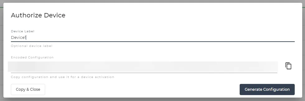 Authorize Device dialog box Authorize Device dialog box