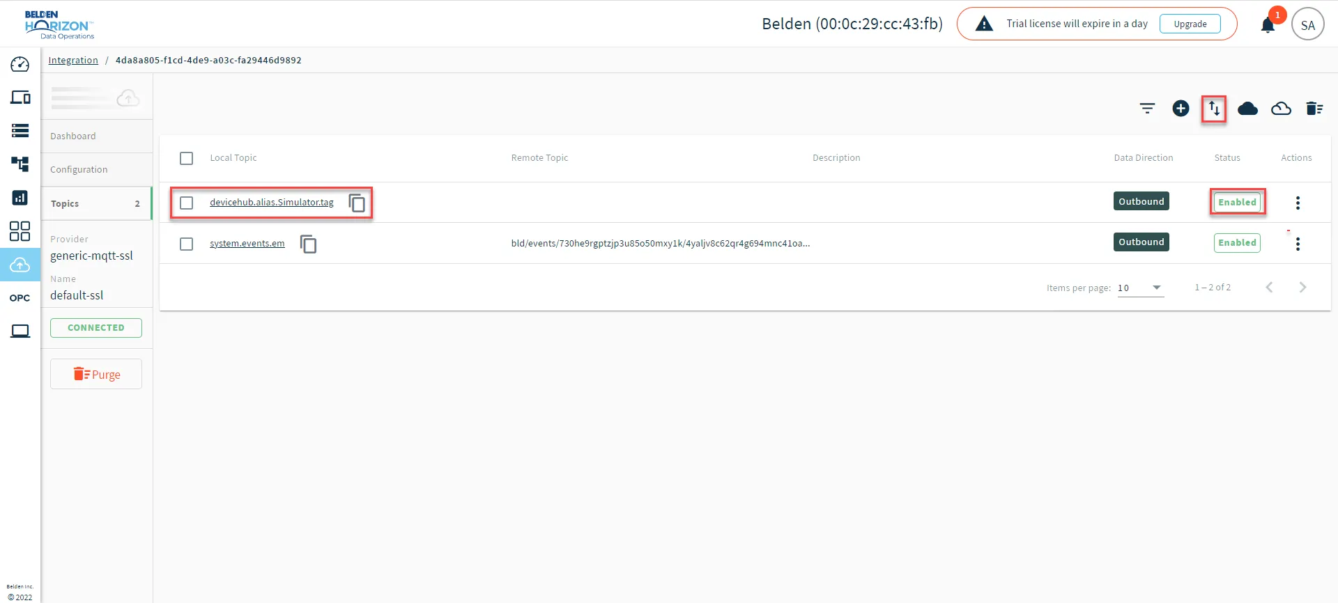 Default Generic MQTT SSL connector with enabled imported tag as topic Default Generic MQTT SSL connector with enabled imported tag as topic