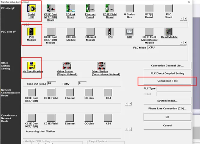Connection test option