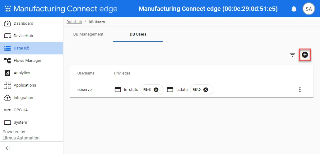 Add database user icon